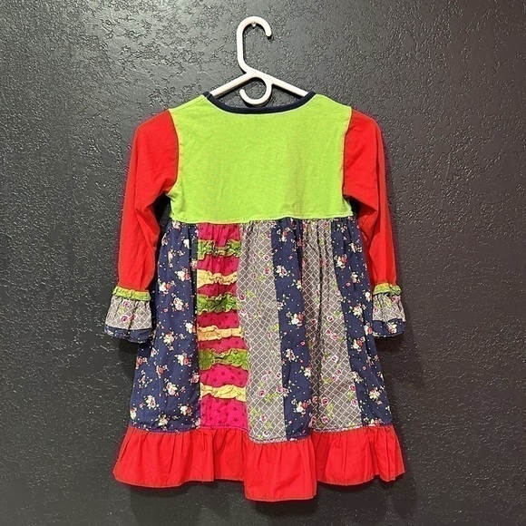 LIL DIVA Patchwork Peasant Little Girl Long Sleeve Dress Size 9/10 - Picture 3 of 5